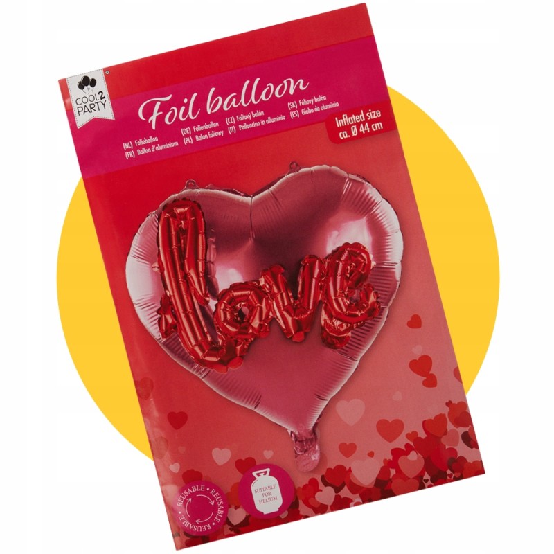 WALENTYNKI | BALON SERCE | LOVE | CZERWONY | 1 szt | 44cm